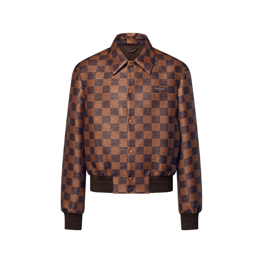 LOUIS VUITTON ダークブラウン ラムスキンライダース48 Summery Textured Damier Blouson - Ready-to-Wear | LOUIS VUITTON